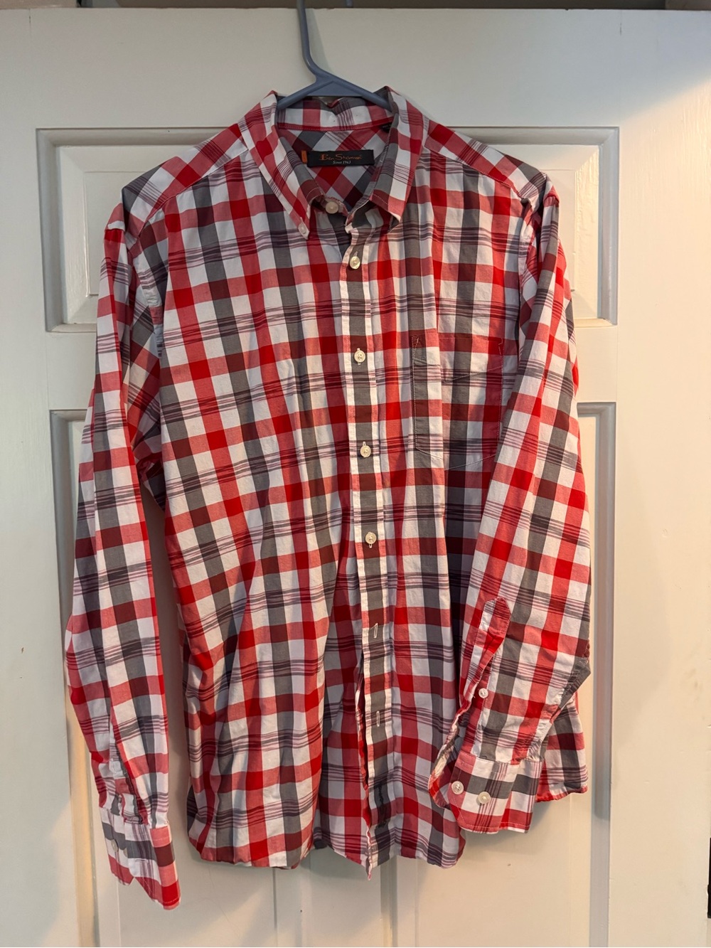 Men's Ben Sherman XL Red Plaid Button-Down Shirt